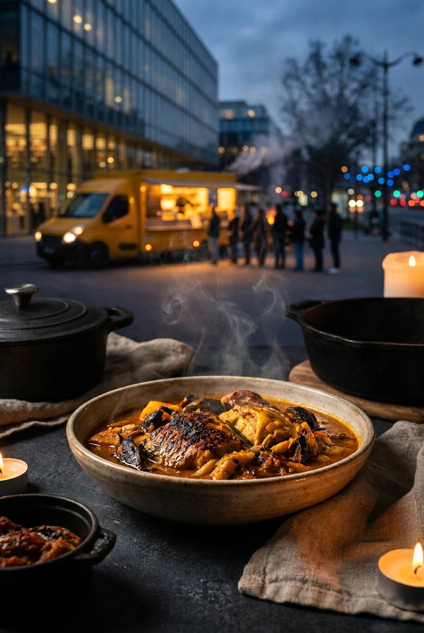 Le food truck Djamdong la nuit, file de clients